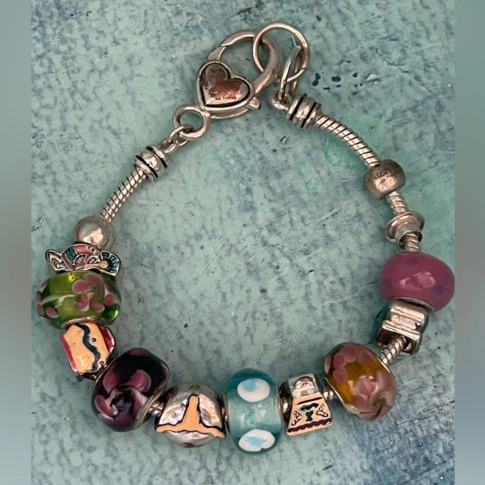 Silver Euro bead Texas desert southwest charm bracelet